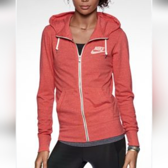 Nike Women's Crimson Heathered Full-Zip Lightweight Hoodie Hooded Jacket Size XS - Picture 2 of 7